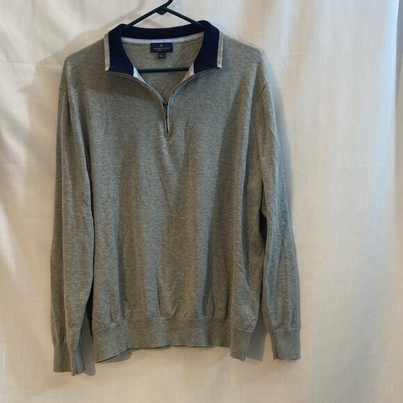 Brooks Brothers Mens Large Gray quarter zip sweater pullover supima cotton - Picture 13 of 14